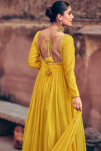 Load image into Gallery viewer, Yellow Embroidered Georgette Anarkali Suit - Diva D London LTD