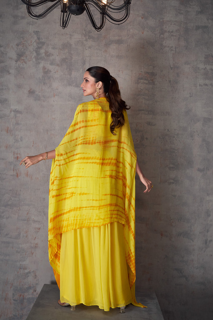 Yellow Designer Indo-Western Lehenga With Jacket