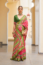 Load image into Gallery viewer, Rani Pink and Mehndi Green Designer Printed Patola Saree For Wedding