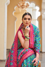 Load image into Gallery viewer, Sea Green and Pink Designer Printed Patola Saree For Wedding