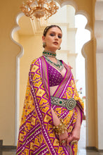 Load image into Gallery viewer, Mustard And Maroon Designer Printed Patola Saree For Wedding