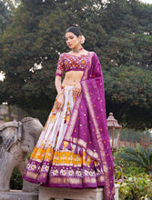 Load image into Gallery viewer, Purple And White Floral Silk Lehenga Choli With Dupatta