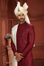 Load image into Gallery viewer, Maroon Sequence Handwork Embroidery Sherwani