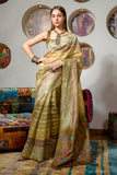 Mehendi Green Silk Saree With Blouse