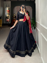 Load image into Gallery viewer, Black Pure Cotton Lehenga With Gotta Patti Touch Up