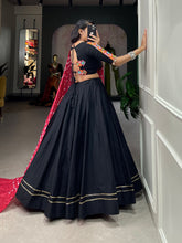 Load image into Gallery viewer, Black Pure Cotton Lehenga With Gotta Patti Touch Up