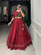 Load image into Gallery viewer, Maroon Pure Cotton Lehenga With Gotta Patti Touch Up