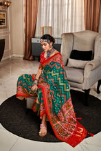 Load image into Gallery viewer, Green Red Printed Patola Saree