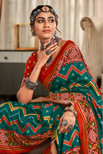 Load image into Gallery viewer, Green Red Printed Patola Saree