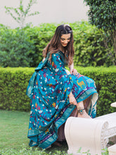 Load image into Gallery viewer, Firozi Dola Silk Lehenga Choli With Floral Silk Dupatta