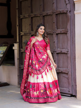 Load image into Gallery viewer, Pink Dola Silk Lehenga Choli With Floral Silk Dupatta