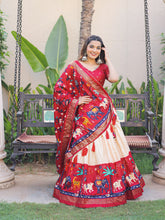 Load image into Gallery viewer, Red Dola Silk Lehenga Choli With Floral Silk Dupatta