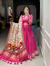 Load image into Gallery viewer, Pink Cotton Lehenga Choli With Bandhej Patola Pure Gaji Silk Duppata