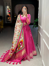 Load image into Gallery viewer, Pink Cotton Lehenga Choli With Bandhej Patola Pure Gaji Silk Duppata