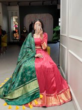 Load image into Gallery viewer, Red Cotton Lehenga Choli With Bandhej Patola Pure Gaji Silk Duppata