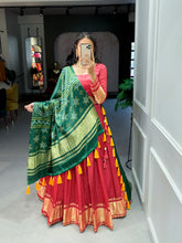 Load image into Gallery viewer, Red Cotton Lehenga Choli With Bandhej Patola Pure Gaji Silk Duppata