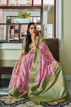 Load image into Gallery viewer, Pink Digital Printed Handloom Kotha Silk Saree With Contrast Blouse