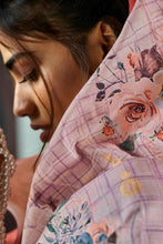 Load image into Gallery viewer, Enchanting Lavender Digital Printed Handloom Kotha Silk Saree With Contrast Blouse