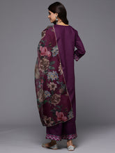 Load image into Gallery viewer, Indo Era Purple Yoke Design Straight Kurta Palazzos With Dupatta Set - Diva D London LTD