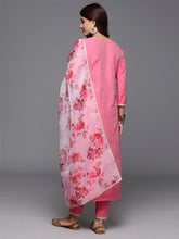 Load image into Gallery viewer, Indo Era Pink Embroidered Straight Kurta Trousers With Dupatta Set - Diva D London LTD