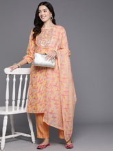 Load image into Gallery viewer, Indo Era Yellow Embroidered Straight Kurta Trousers With Dupatta Set - Diva D London LTD