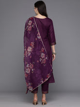 Load image into Gallery viewer, Indo Era Purple Yoke Design Straight Kurta Trousers With Dupatta set - Diva D London LTD