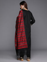 Load image into Gallery viewer, Indo Era Black Yoke Design Straight Kurta Trousers With Dupatta Set - Diva D London LTD