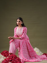 Load image into Gallery viewer, Indo Era Pink Printed Straight Kurta Trousers With Dupatta Set - Diva D London LTD