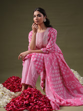 Load image into Gallery viewer, Indo Era Pink Printed Straight Kurta Trousers With Dupatta Set - Diva D London LTD