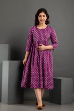 Load image into Gallery viewer, Purple Nursing Dress With Zips Both Sides