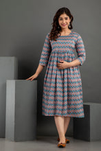 Load image into Gallery viewer, Floral Grey Breastfeeding Dress