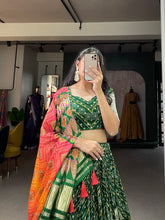 Load image into Gallery viewer, Green Dola Silk Lehenga Choli With Dupatta
