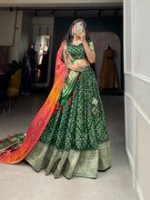 Load image into Gallery viewer, Green Dola Silk Lehenga Choli With Dupatta