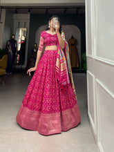 Load image into Gallery viewer, Pink Dola Silk Lehenga Choli With Dupatta