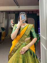 Load image into Gallery viewer, Lime Green Kanjivaram Silk Lehenga Choli With Dupatta