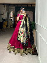 Load image into Gallery viewer, Maroon Silk Lehenga Choli With Black Duppatta