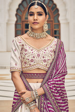 Load image into Gallery viewer, White With Purple Art Silk Lehenga With Resham Embroidery