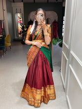 Load image into Gallery viewer, Maroon South Indian Silk Lehenga Choli