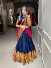 Load image into Gallery viewer, Navy Blue South Indian Silk Lehenga Choli