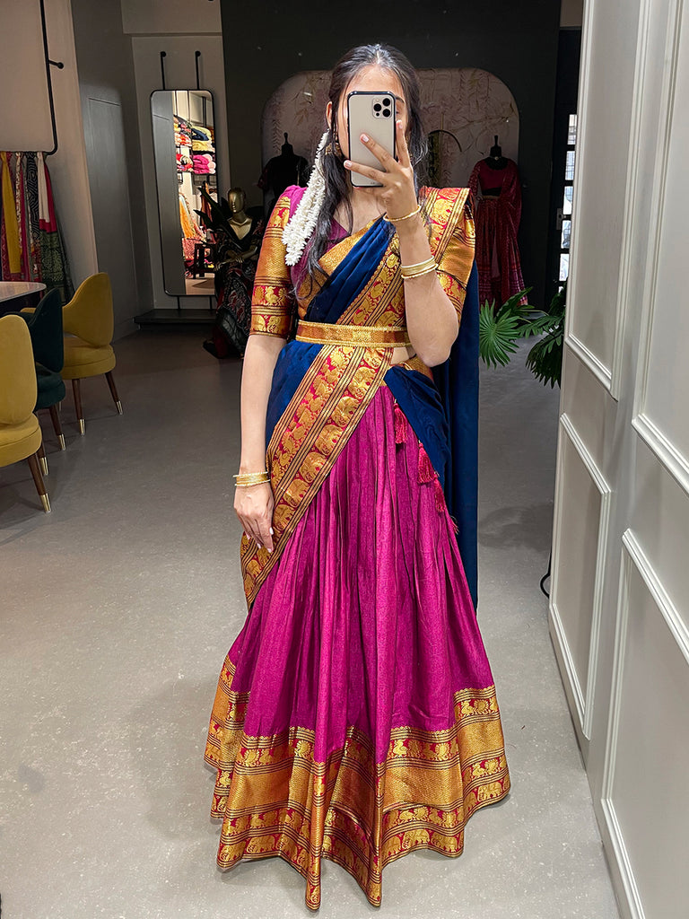 Pink South Indian Silk Lehenga Choli
