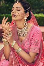 Load image into Gallery viewer, Pink Banarasi Silk Lehenga Choli With Resham Embroidery &amp; Mirrors