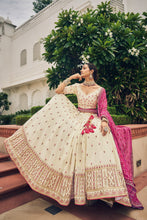 Load image into Gallery viewer, Off White Silk Lehenga Choli With Resham Embroidery &amp; Mirrors