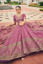 Load image into Gallery viewer, Mauve Silk Lehenga Choli With Resham Embroidery &amp; Mirrors