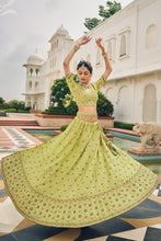 Load image into Gallery viewer, Ravishing Green Viscose Silk Traditional Bridal Lehenga Choli