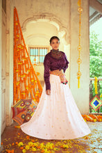 Load image into Gallery viewer, Purple Gaji Silk Printed Chaniya Choli With Crop-Top