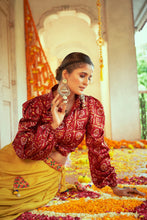 Load image into Gallery viewer, Yellow And Maroon Gaji Silk Chaniya Choli With Bandhni Crop Top