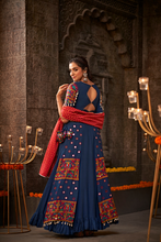 Load image into Gallery viewer, Blue Thread Embroidered Navratri Chaniya Choli