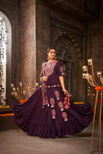 Load image into Gallery viewer, Purple Thread Embroidered Designer Traditional Navratri Chaniya Choli