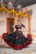 Load image into Gallery viewer, Black Viscose Rayon Thread Embroidered With Mirror Work Stitched Choli.