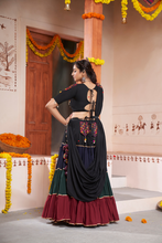 Load image into Gallery viewer, Black Viscose Rayon Thread Embroidered With Mirror Work Stitched Choli.